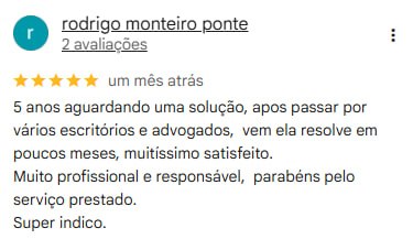 Avaliação 1 de cliente da Dra. Amanda Russo Nobre no Google