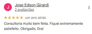 Avaliação 5 de cliente da Dra. Amanda Russo Nobre no Google