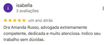 Avaliação 6 de cliente da Dra. Amanda Russo Nobre no Google