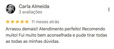 Avaliação 9 de cliente da Dra. Amanda Russo Nobre no Google